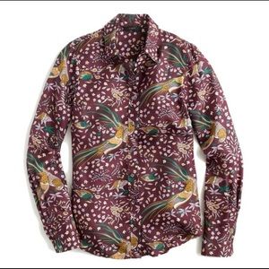 DRAKES X J CREW Silk Birds of Paradise Button Down Blouse